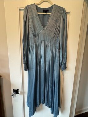 All Saints Estelle Long Sleeve Asymmetric Hem Silk Dress